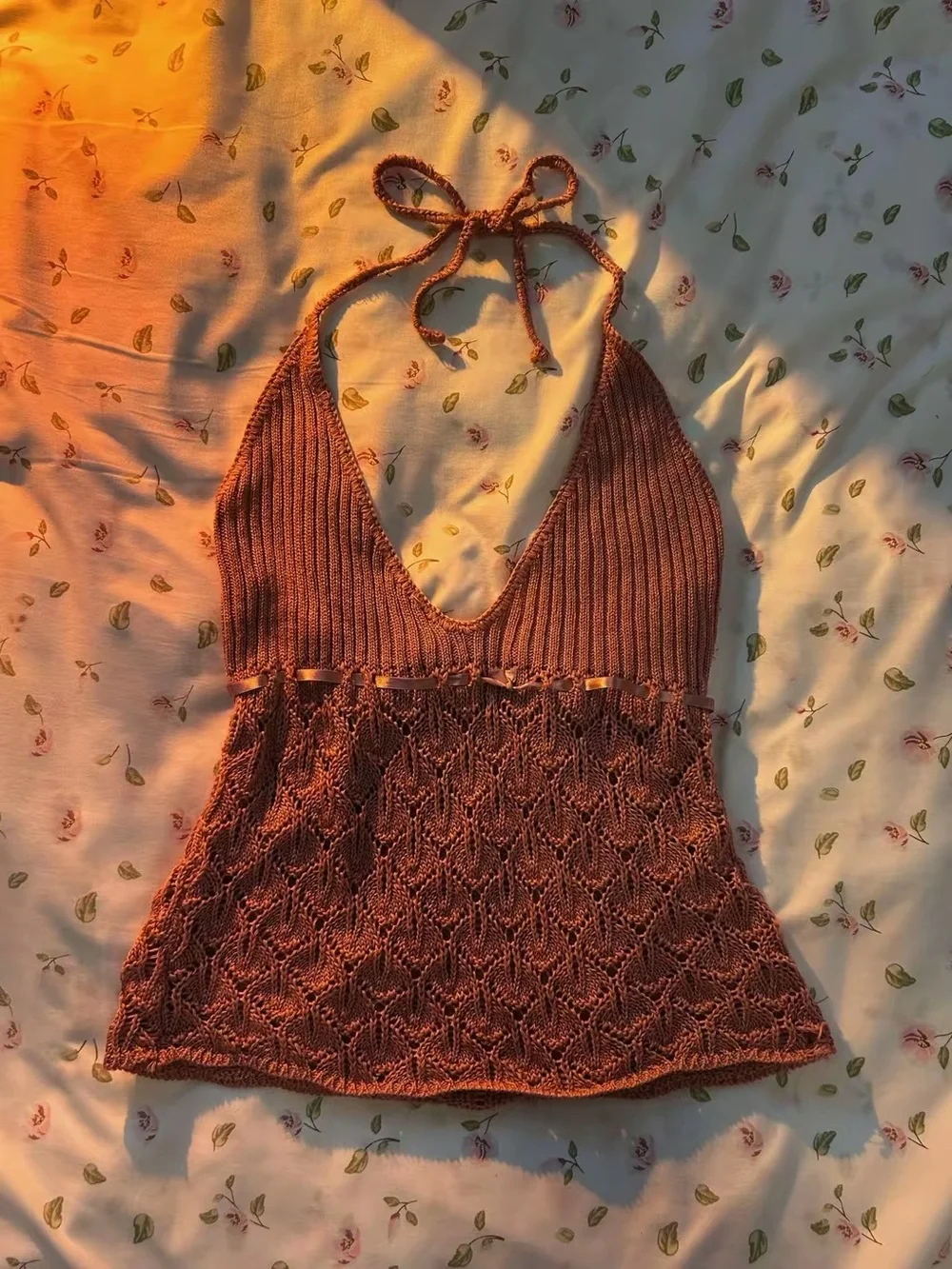 Le Chateau Knit Halter Top Mauve Pink Size M - Picture 1 of 5